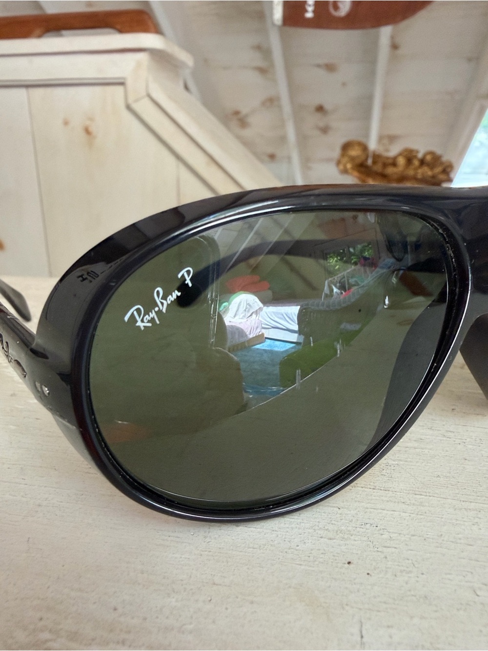 Ray-Ban Black Frame Sunglasses with Dark Green Lenses - Picture 5 of 8